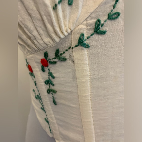 LPA Alec Top Ivory small corset embroidery tie cotton floral sexy crop Milkmaid - Picture 14 of 17